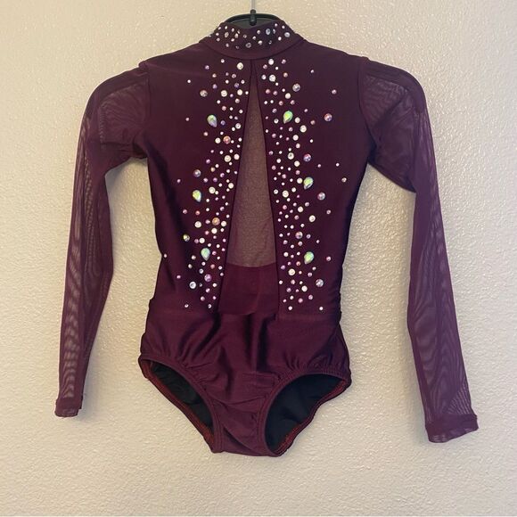 Patrick J solo dance costume purple custom rhinestone embellished leotard LC MC - Picture 3 of 10